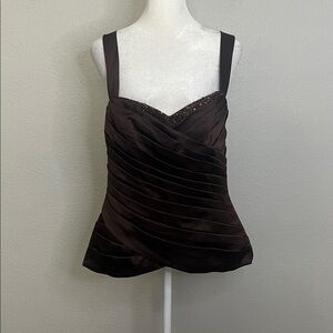 Alfred Angelo Satin Beaded Top Brown Size 10 NWT